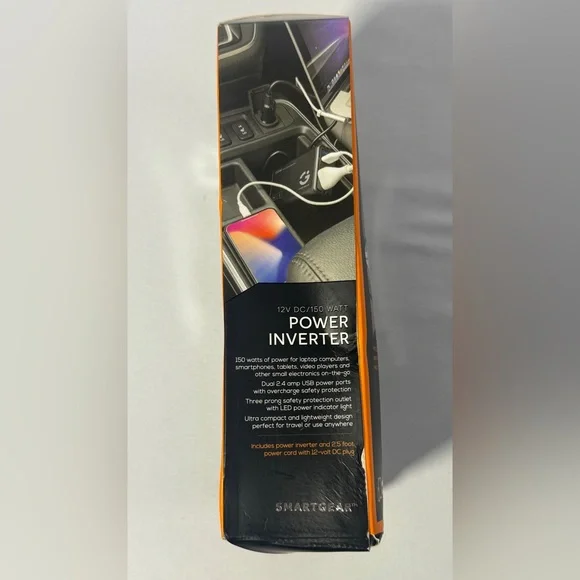 Smart Gear 12V DC/ 150 Watt Power Inverter Compact Portable NEW in Box - Picture 3 of 9